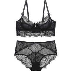 Ultra-thin Non-cotton Padded High Waist Bra Set