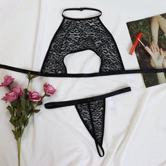 Leopard-print Lingerie With Lace And Mesh