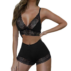 Leopard Lace Stitching Two-piece Short set