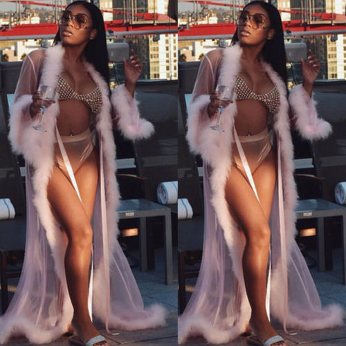 Crimson Kiss Sheer and Fur Robe