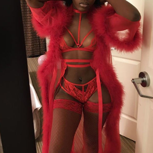 Crimson Kiss Sheer and Fur Robe