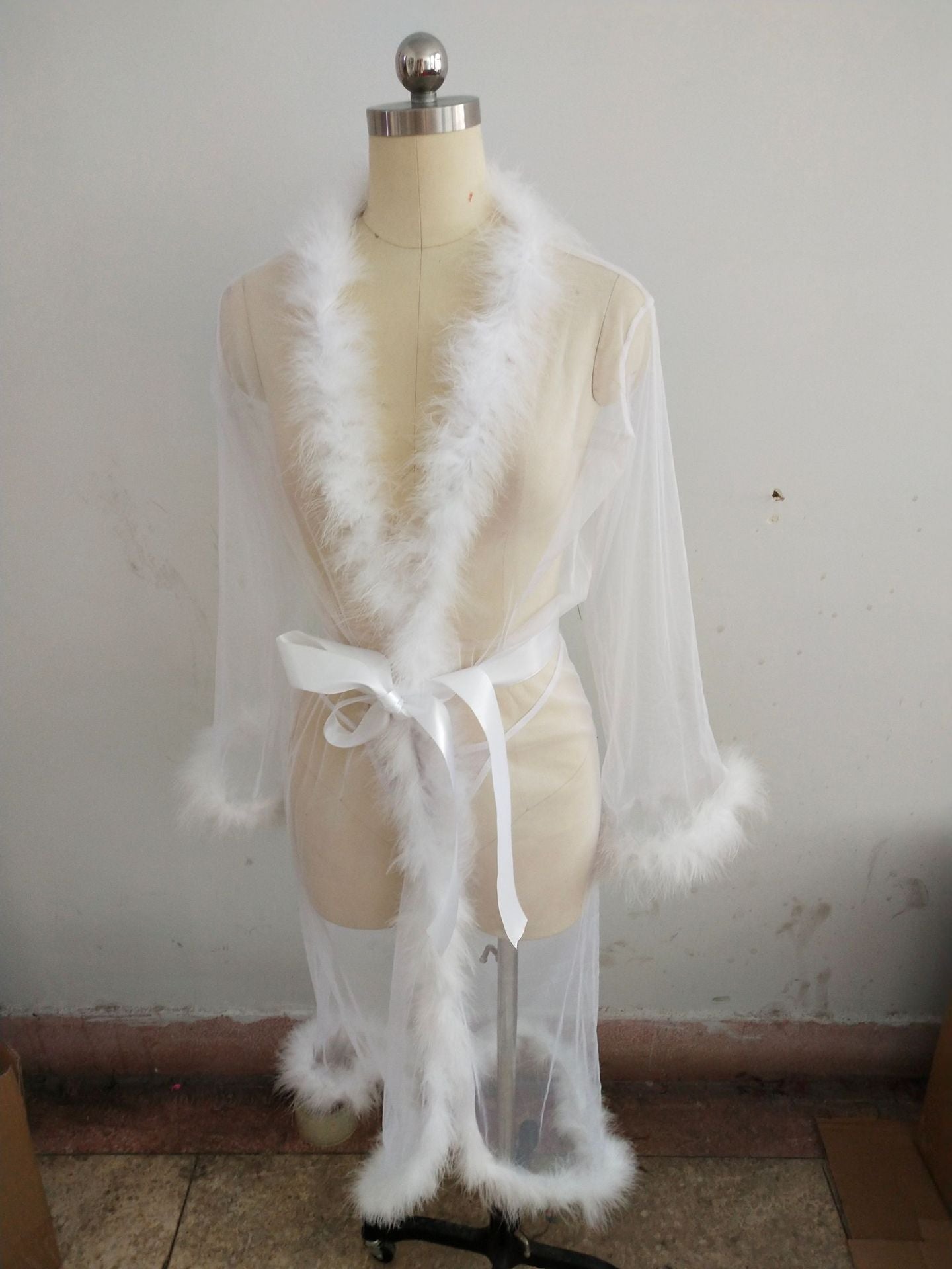 Crimson Kiss Sheer and Fur Robe